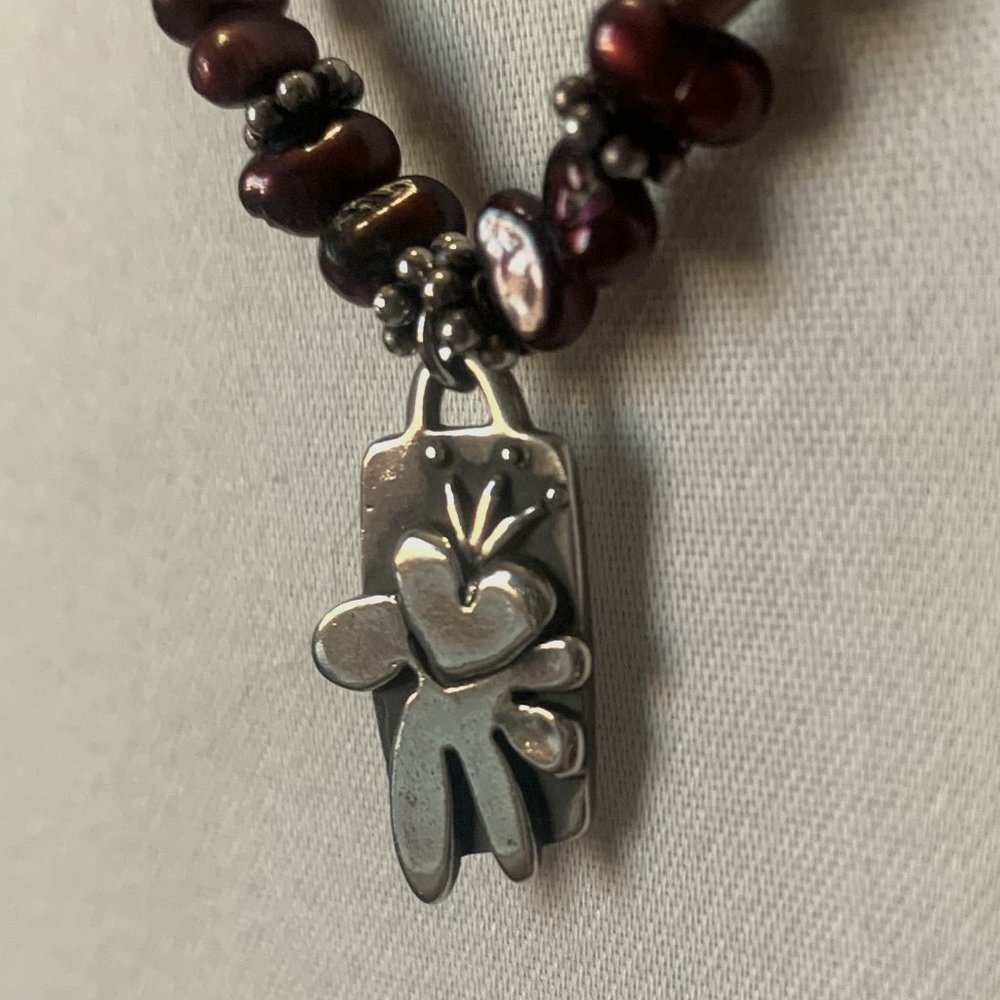 Handmade Scarlet Pearl and Silver Necklace